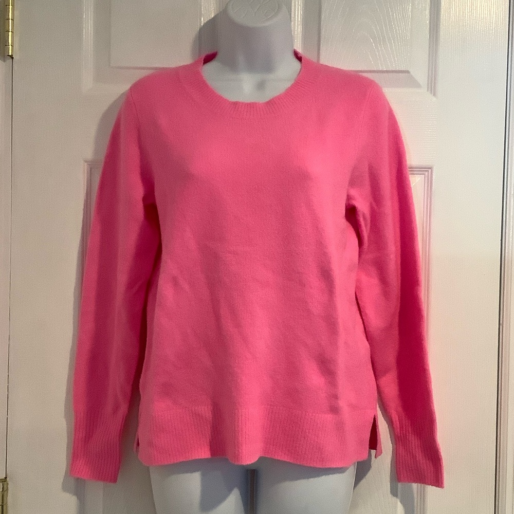 J. CREW Women’s Extra-Soft Girl Wool Blend Bright Pink Re-Imagined Fall Sweater